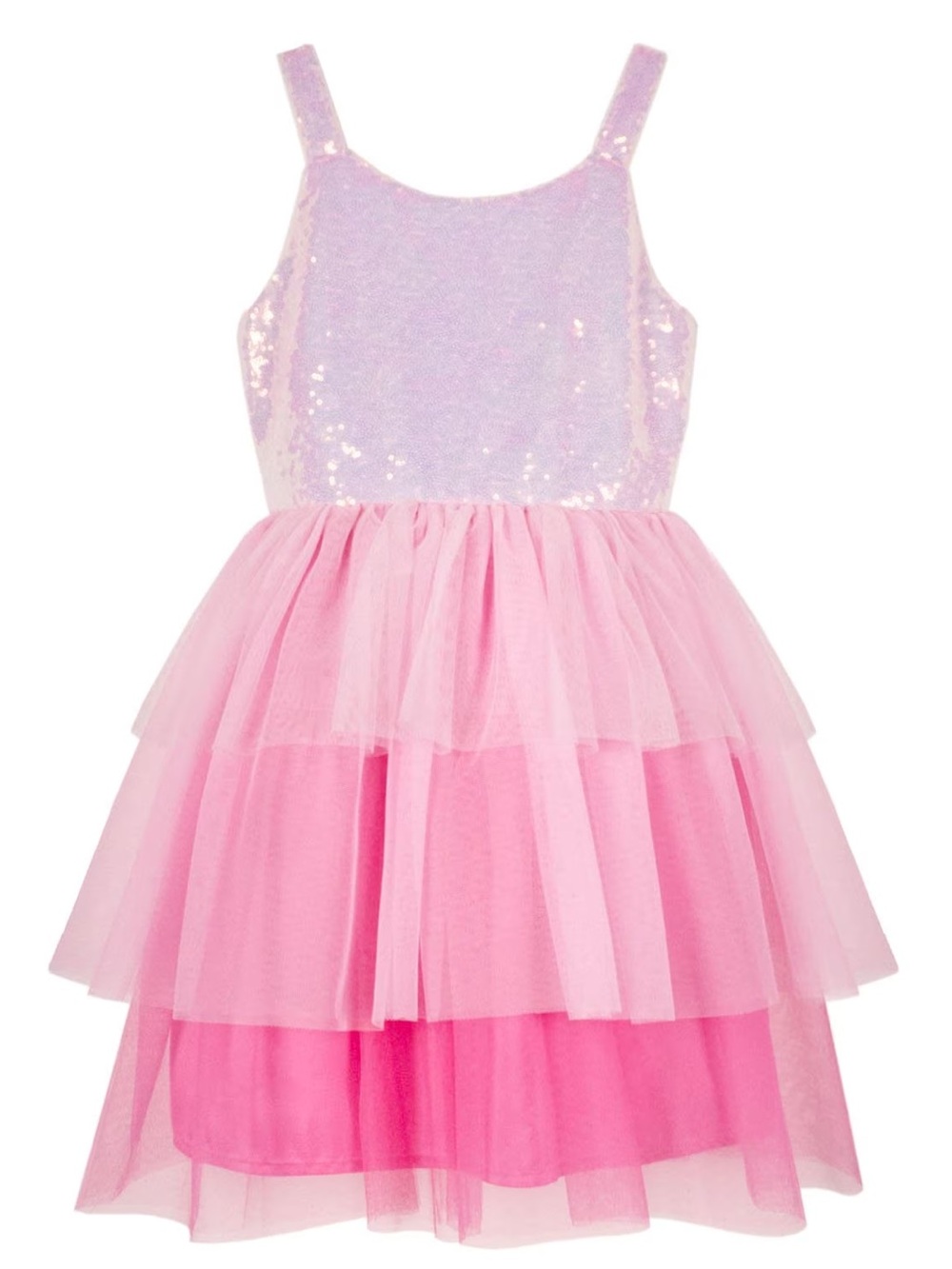 Zunie Girl Occasion Knee Length Tiered Dress - Pink, S (6/6X)